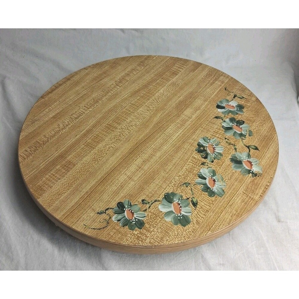 Vintage 80s Lazy Susan 14" Diameter Floral Formica Spice Wheel